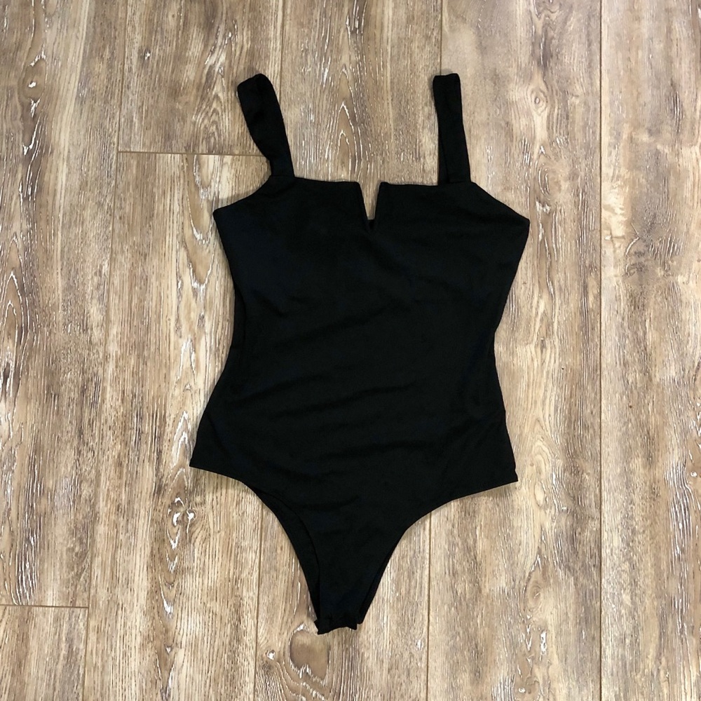 SHEIN Black body suit with v cut